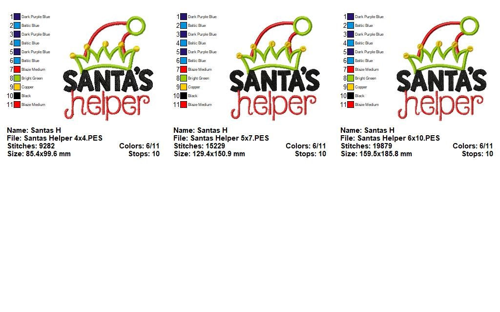 Santa’s Helper Elf Hat – Appliqué – Machine Embroidery Design