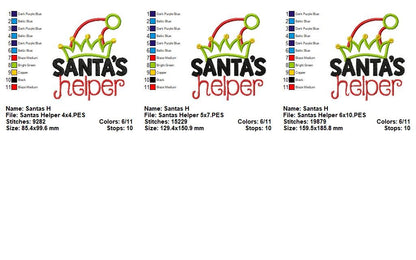 Santa’s Helper Elf Hat – Appliqué – Machine Embroidery Design