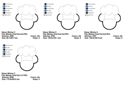 Mickey Chef Hat Silhouette - Appliqué – Machine Embroidery Design