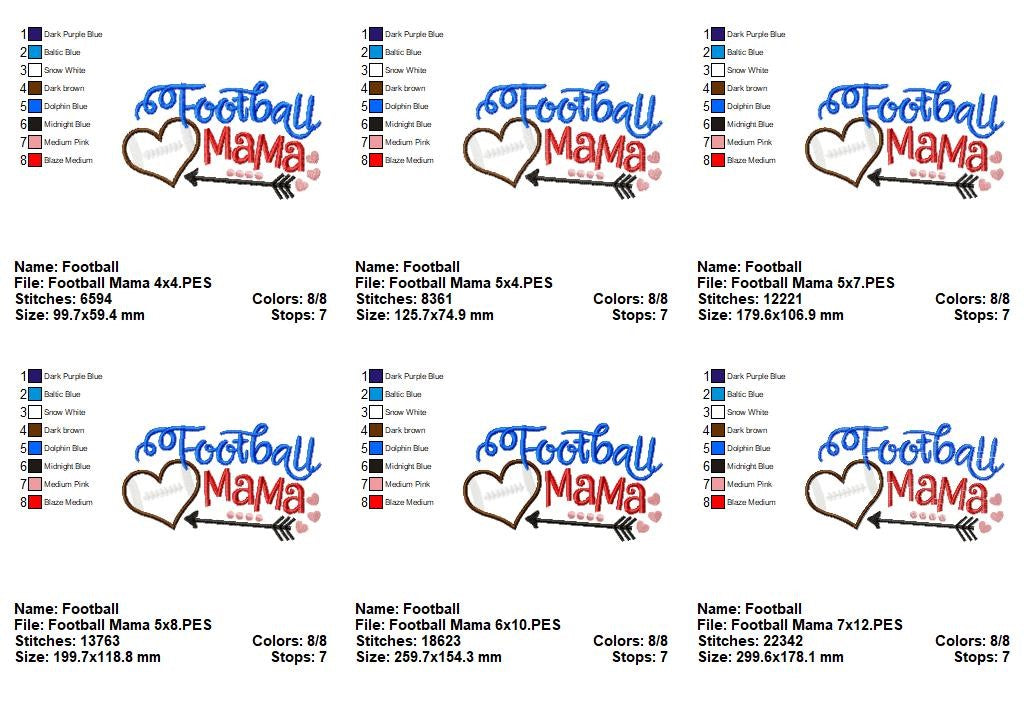 Football Mama - Appliqué - Machine Embroidery Design