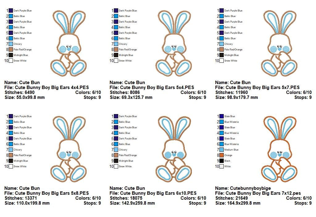 Cute Bunny Big Ears Girl & Boy – Appliqué – Machine Embroidery Design