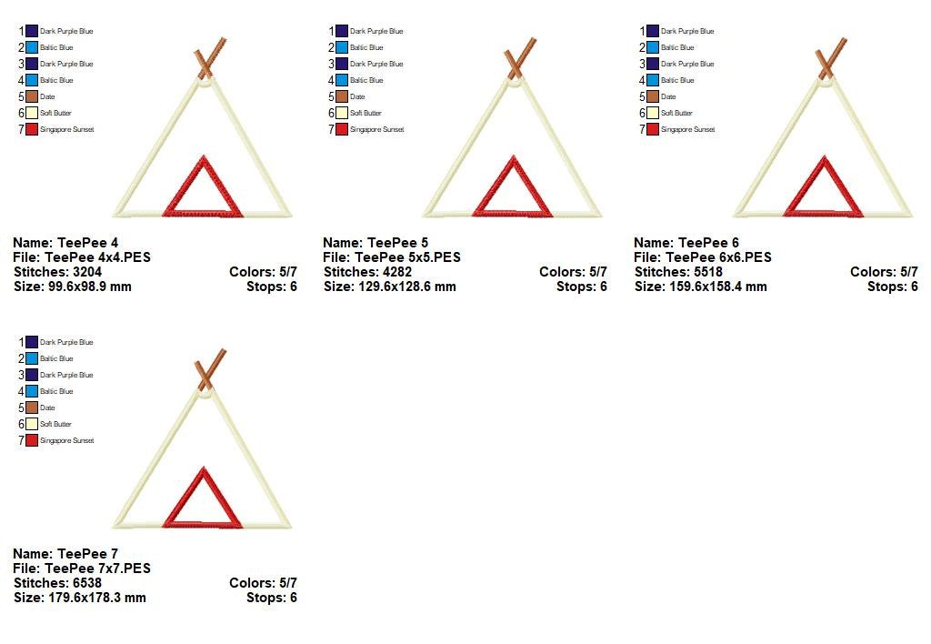 Boho Teepee Tent - Appliqué - Machine Embroidery Design