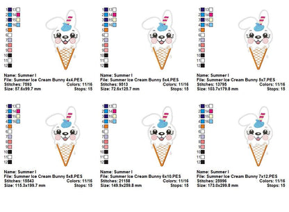 Sweet Bunny Ice Cream – Appliqué – Machine Embroidery Design