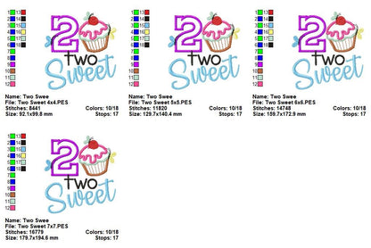 Birthday Cupcake Two Sweet - Applique – Machine Embroidery Design