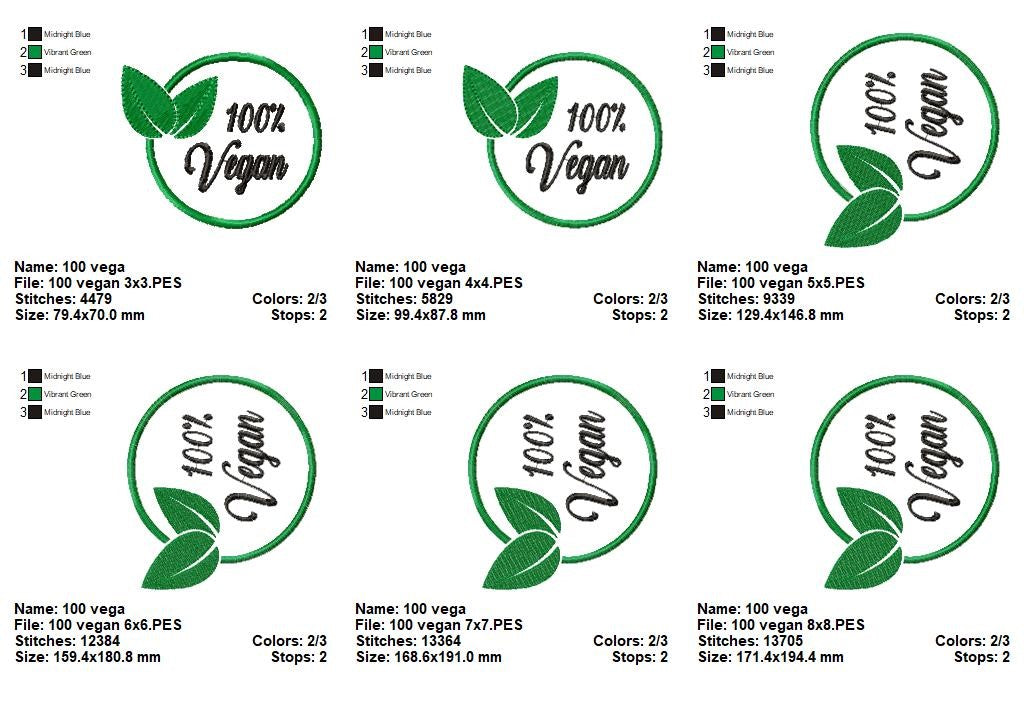 100% Vegan – Fill Stitch – Machine Embroidery Design