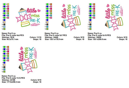 Little Miss Pre-K - Applique - Machine Embroidery Design