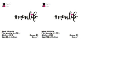 Mom Life - Satin Stitch - Machine Embroidery Design