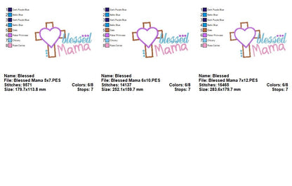 Blessed Mama Cross - Appliqué – Machine Embroidery Design
