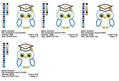 Graduation Owl – Appliqué – Machine Embroidery Design