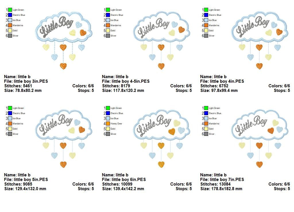 Little Clouds of Love - Applique - Machine Embroidery Design