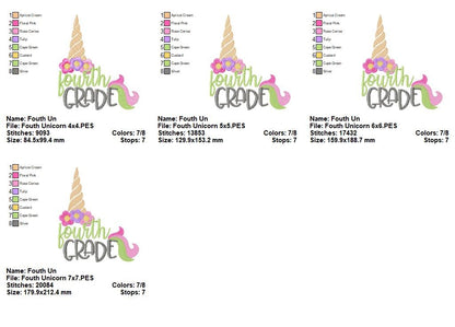 Fourth Grade Unicorn Magic – Fill Stitch – Machine Embroidery Design