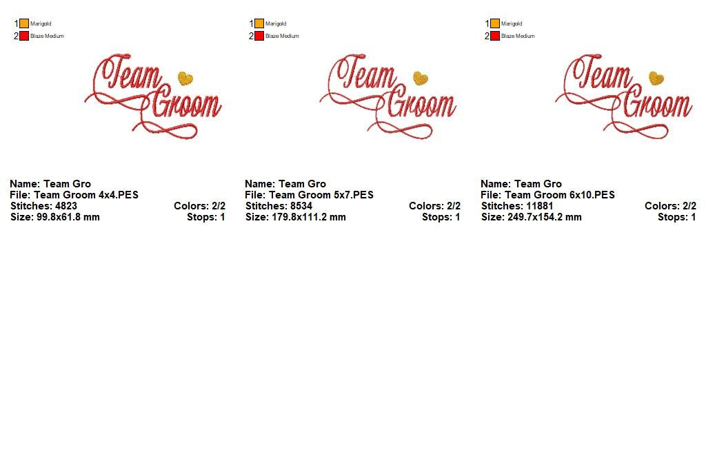 Elegant Team Groom - Satin Stitch - Machine Embroidery Design