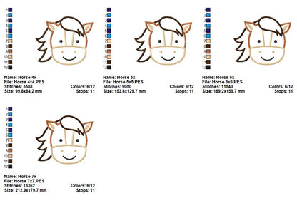 Farmhouse Horse Face - Applique – Machine Embroidery Design
