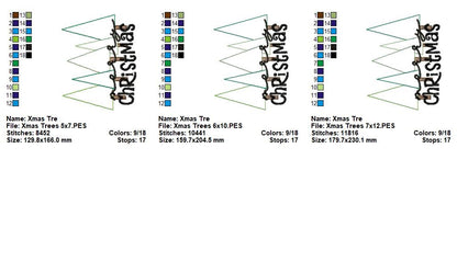 Christmas Tree Cluster – Raggy Applique – Machine Embroidery Design