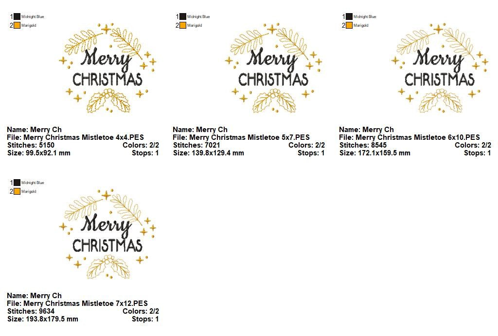 Merry Christmas Mistletoe Magic - Satin Stitch - Machine Embroidery Design