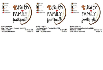 Faith Family Football - Satin Stitch - Machine Embroidery Design