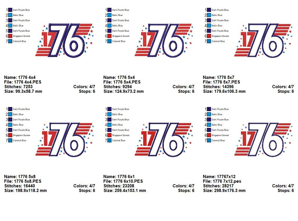 🌟 1776 Stars & Stripes – Applique – Machine Embroidery Design