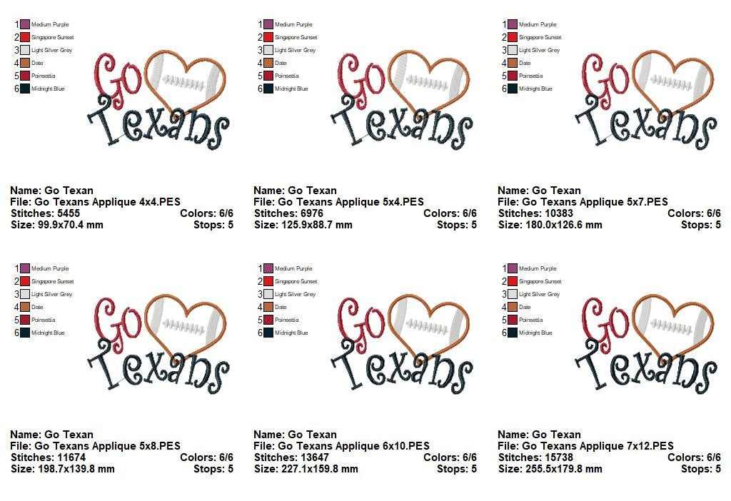 Go Texans - Appliqué – Machine Embroidery Design