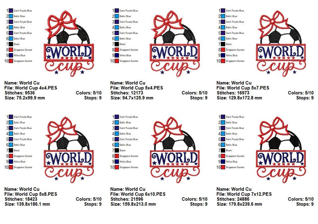 Patriotic World Cup - Appliqué - Machine Embroidery Design