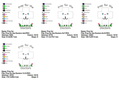 Pray for the Doctors Cross – Appliqué – Machine Embroidery Design