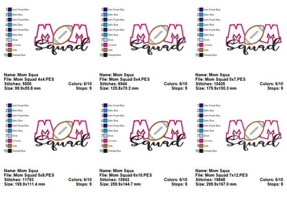 Mom Squad Football – Appliqué – Machine Embroidery Design