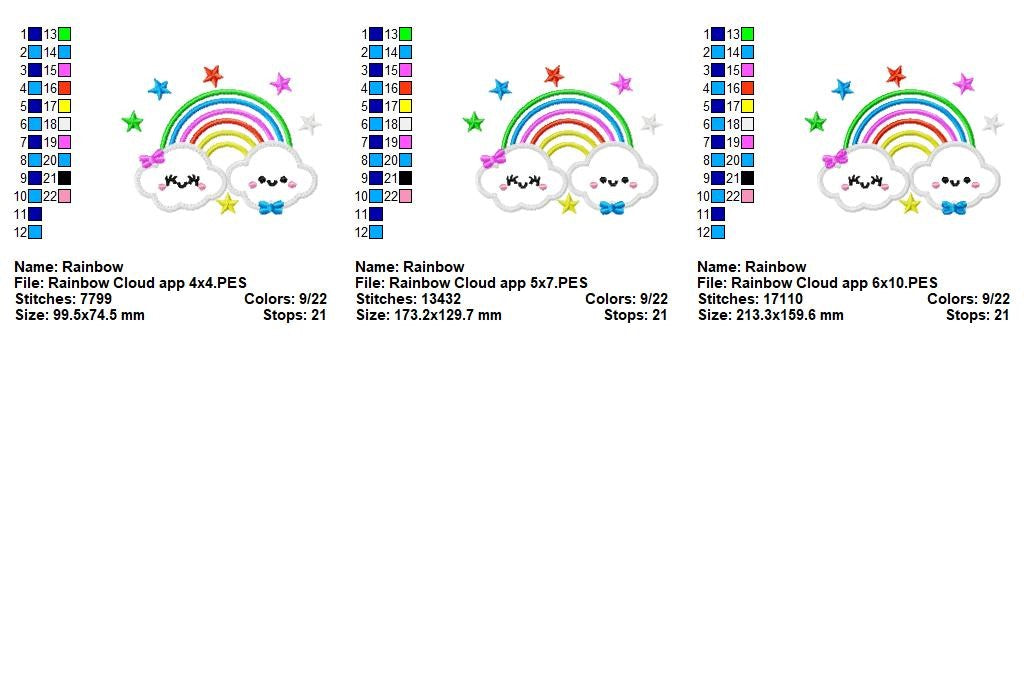 Rainbow Cloud - Machine Embroidery Design