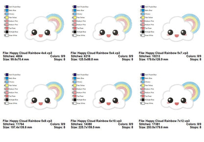 Happy Cloud Rainbow - Appliqué - Machine Embroidery Design