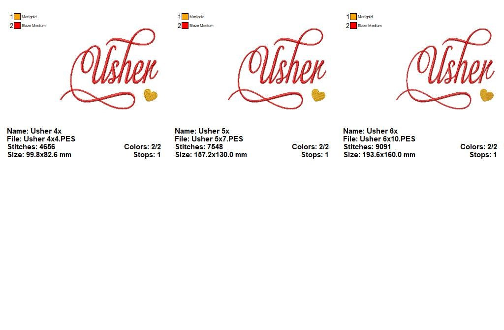 Elegant Usher - Satin Stitch - Machine Embroidery Design