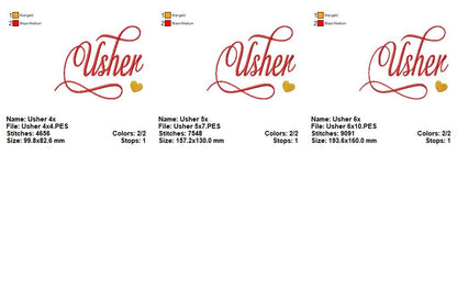 Elegant Usher - Satin Stitch - Machine Embroidery Design