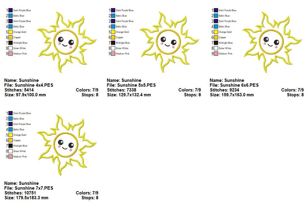 Sunny Smiles Applique - Applique – Machine Embroidery Design
