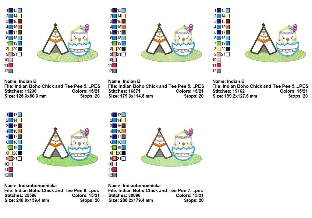 Boho Chick Adventure Set – Appliqué – Machine Embroidery Design