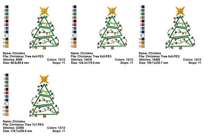 Twinkling Christmas Tree - Appliqué - Machine Embroidery Design