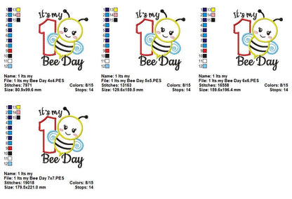 Sweet Bee First Birthday – Appliqué – Machine Embroidery Design
