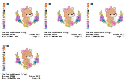 Blossom Fox Friend - Fill Stitch – Machine Embroidery Design