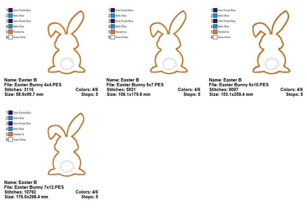 Easter Bunny Silhouette - Appliqué - Machine Embroidery Design
