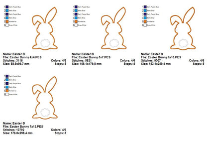 Easter Bunny Silhouette - Appliqué - Machine Embroidery Design
