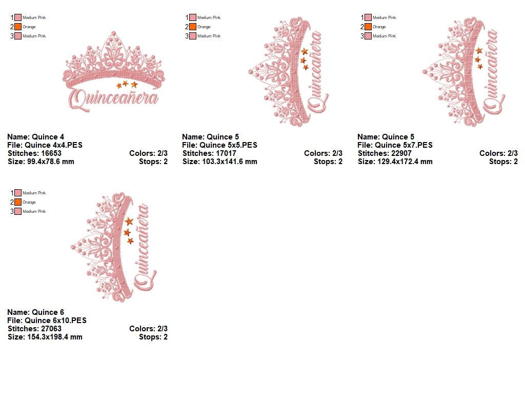 Tiara Quinceañera - Fill Stitch - Machine Embroidery Design