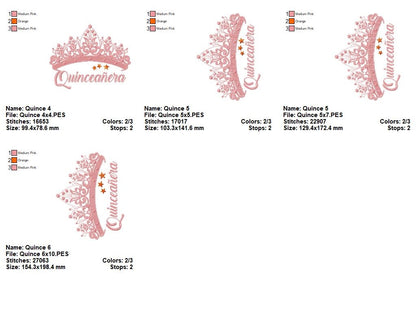 Tiara Quinceañera - Fill Stitch - Machine Embroidery Design