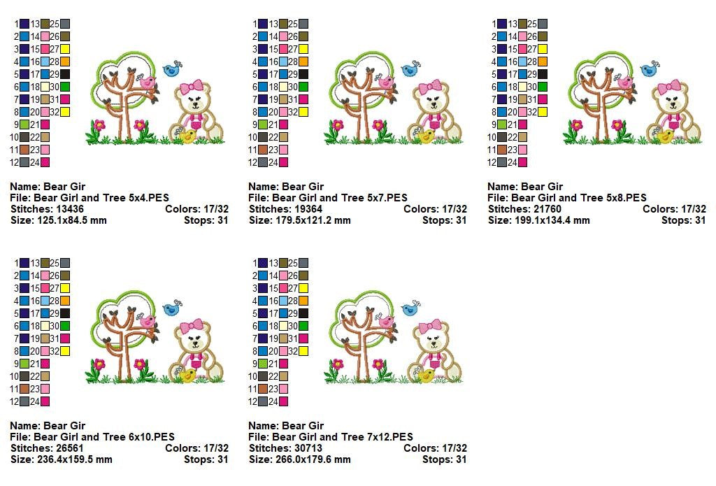 Sweet Bear Garden Friends - Applique - Machine Embroidery Design
