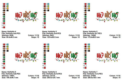 Holiday Lights Ho Ho Ho – Fill Stitch – Machine Embroidery Design