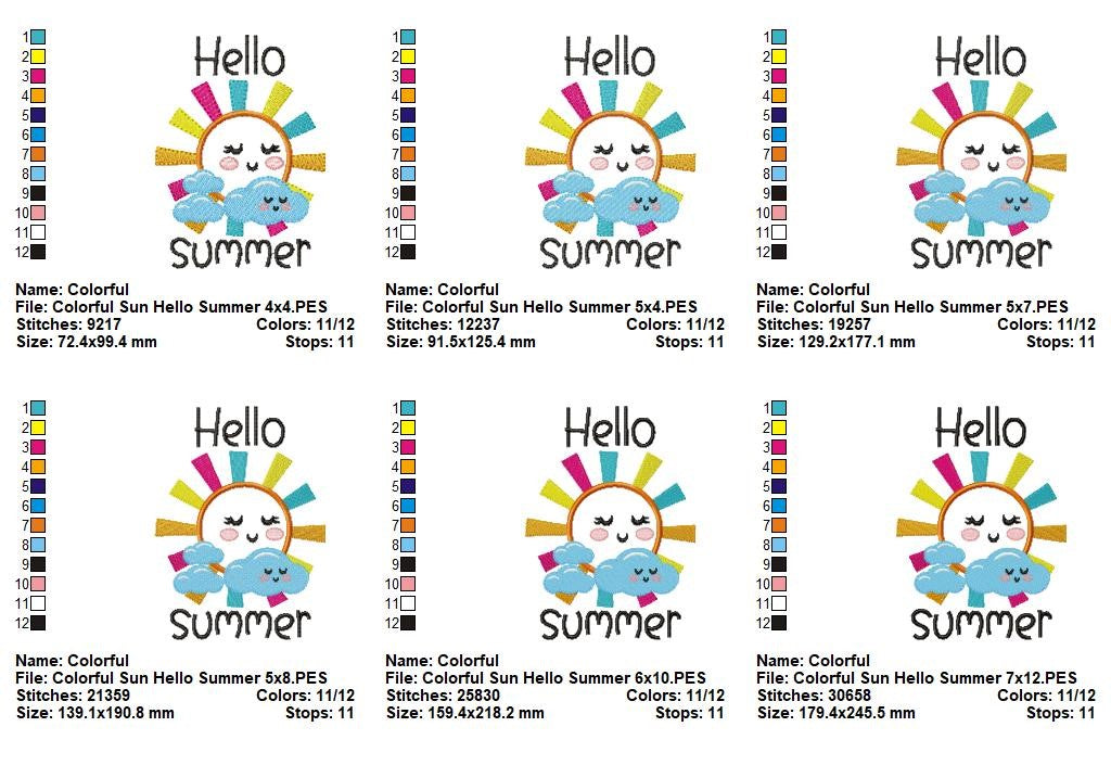Hello Summer Sunshine - Appliqué - Machine Embroidery Design