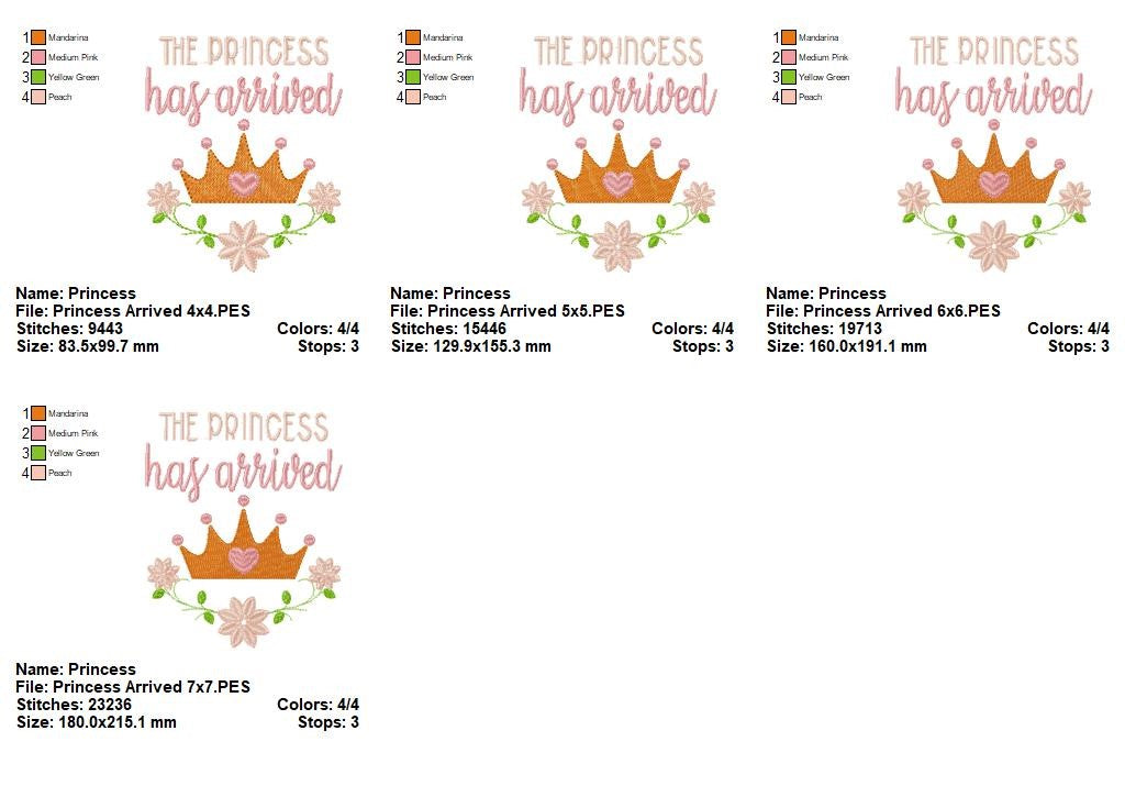 The Princess Has Arrived – Fill Stitch – Machine Embroidery Design