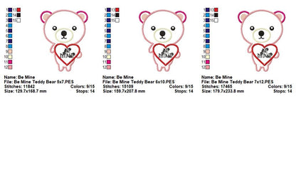 Be Mine Teddy Bear - Appliqué – Machine Embroidery Design