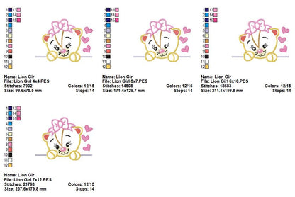 Darling Lion Girl - Appliqué - Machine Embroidery Design