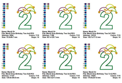 Mardi Gras Birthday Two - Applique - Machine Embroidery Design