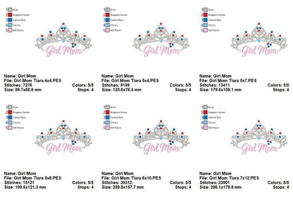 Girl Mom Royal Tiara - Satin Stitch - Machine Embroidery Design
