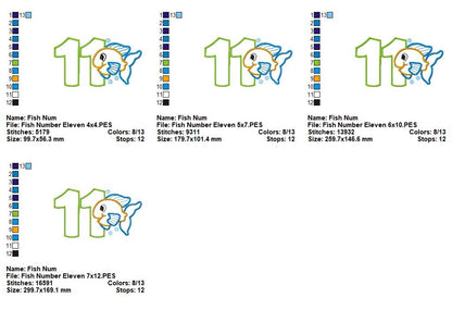 Sweet Ocean Fish Numbers Collection - Applique - Machine Embroidery Design