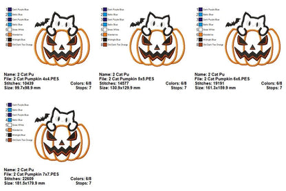 Spooky Cute Cat in Jack O Lantern - Applique - Machine Embroidery Design