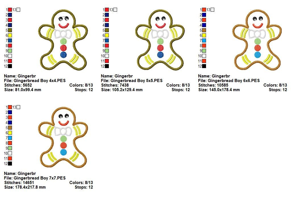 Sweet Gingerbread Boy Cookie – Appliqué – Machine Embroidery Design