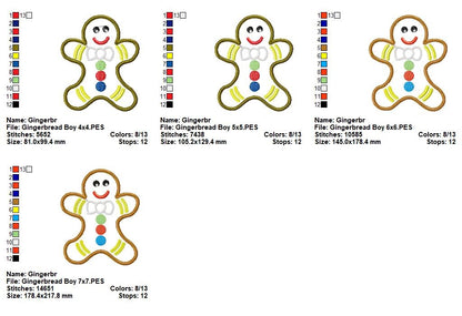 Sweet Gingerbread Boy Cookie – Appliqué – Machine Embroidery Design